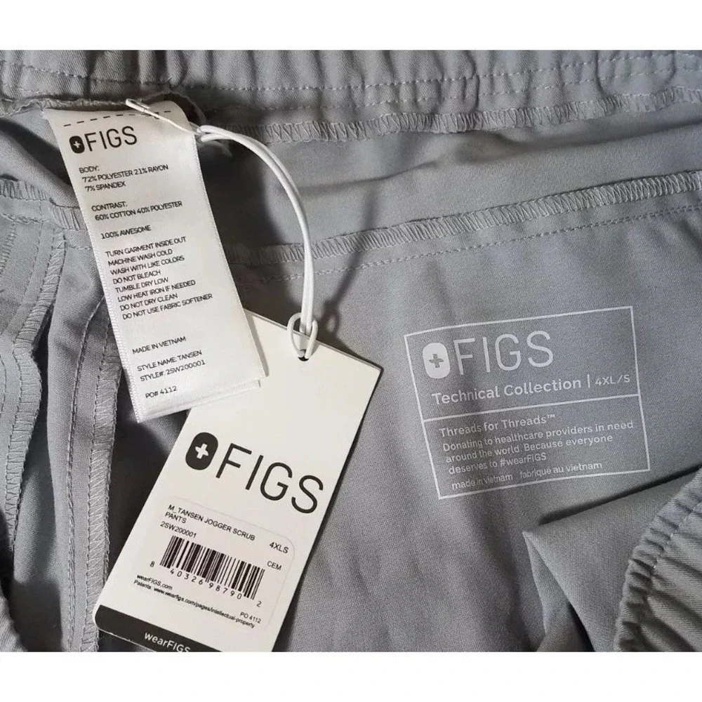 Figs Tansen Jogger Scrub Pants Men size‎ 4XLS Short Uniform Medical Cem Gray NEW